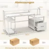 Schreibtisch mit Monitorständer Druckerständer CPU-Ständer & Aktenschrank 168 x 69 x 89 cm Weiß