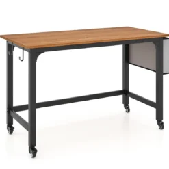 Schreibtisch mit Rollen Computertisch mit Abnehmbarer Stofftasche und Kopfhörerhaken 120 x 60 x 75 cm