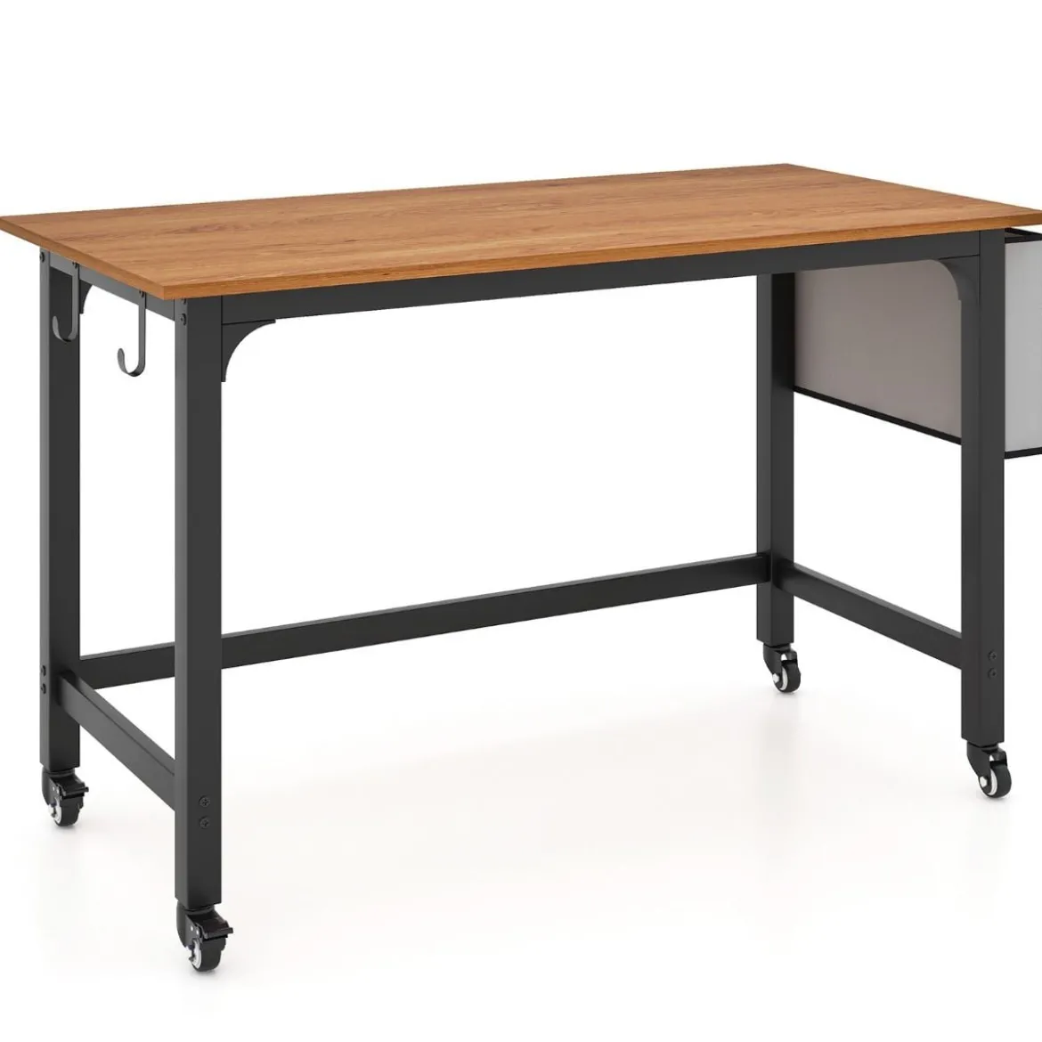 Schreibtisch mit Rollen Computertisch mit Abnehmbarer Stofftasche und Kopfhörerhaken 120 x 60 x 75 cm