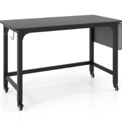 Schreibtisch mit Rollen Computertisch mit Abnehmbarer Stofftasche und Kopfhörerhaken 120 x 60 x 75 cm