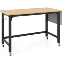 Schreibtisch mit Rollen Computertisch mit Abnehmbarer Stofftasche und Kopfhörerhaken 120 x 60 x 75 cm