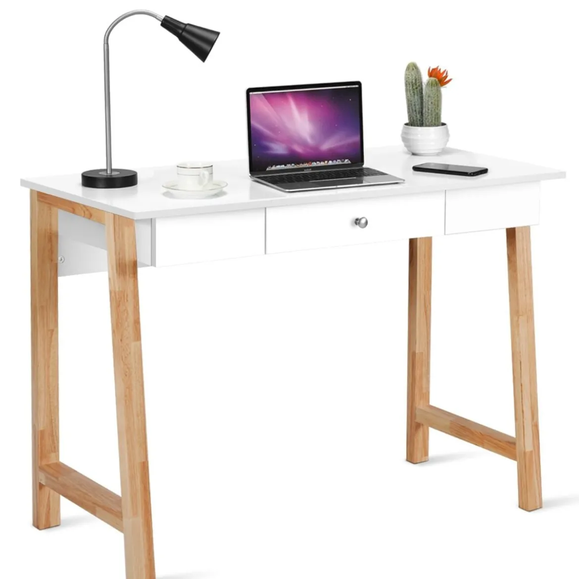 Schreibtisch mit Schublade Computertisch Schminktisch Bürotisch 106 x 50 x 75,5 cm Natur