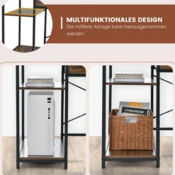 Schreibtisch mit Schublade Monitorständer & 2 offenen Regalen Computertisch mit Metallrahmen 120 x 56 x 90,5 cm