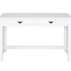 Schreibtisch mit 4 Schubladen 2-stöckiger Tisch Computertisch mit abnehmbarem Aufsatz 120 x 48 x 77 cm Weiß
