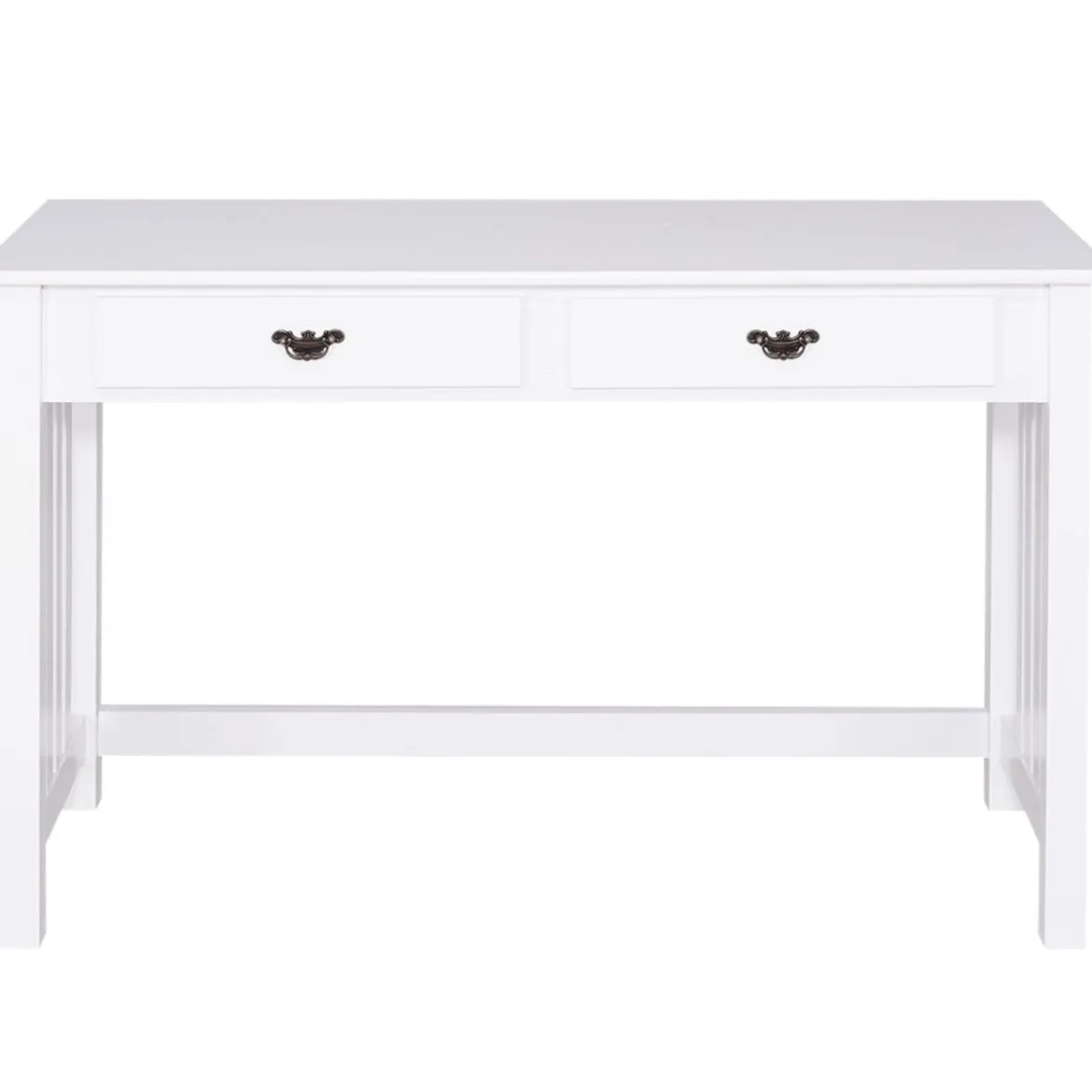 Schreibtisch mit 4 Schubladen 2-stöckiger Tisch Computertisch mit abnehmbarem Aufsatz 120 x 48 x 77 cm Weiß