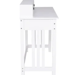 Schreibtisch mit 4 Schubladen 2-stöckiger Tisch Computertisch mit abnehmbarem Aufsatz 120 x 48 x 77 cm Weiß