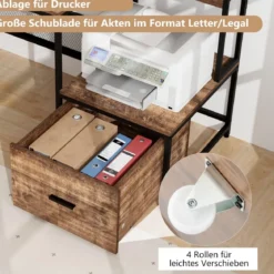 Schreibtisch mit Steckdosen & USB-Anschlüssen & Monitorständer & Druckerständer Computertisch