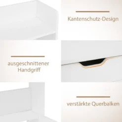 Schreibtisch mit Steckdosen Kleiner Computertisch mit Aufsatz 95 x 56 x 109,5 cm Weiß/Schwarz