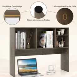 Schreibtischregal mit 4 Fächern Tischregal Schreibtisch Aufsatzregal Bücherregal 94 x 25 x 73 cm