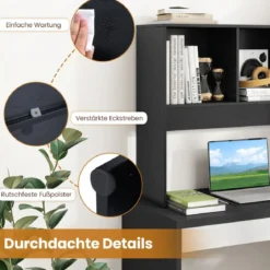 Schreibtischregal mit 4 Fächern Tischregal Schreibtisch Aufsatzregal Bücherregal 94 x 25 x 73 cm