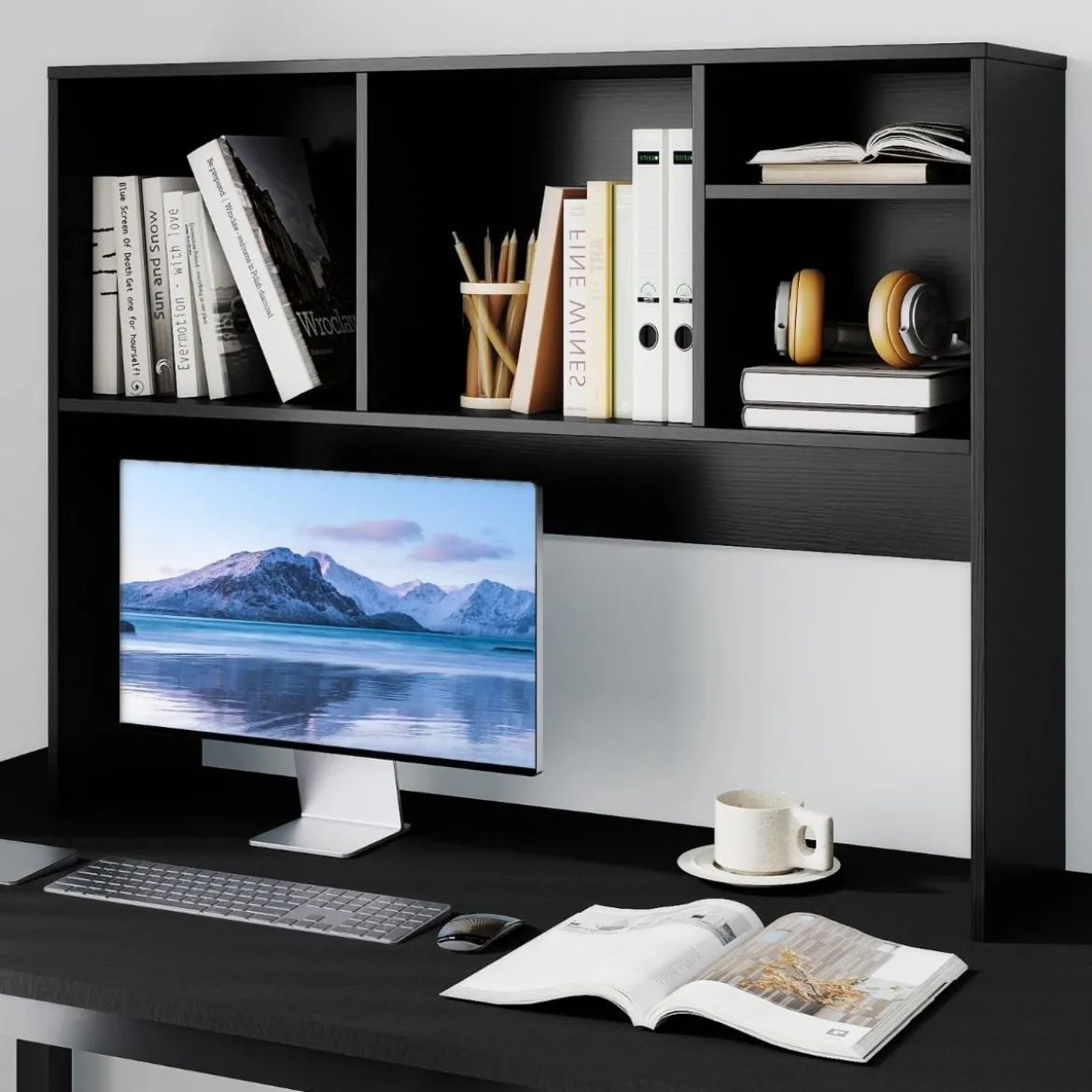 Schreibtischregal mit 4 Fächern Tischregal Schreibtisch Aufsatzregal Bücherregal 94 x 25 x 73 cm