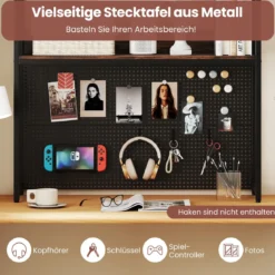 Schreibtischregal mit Stecktafel & Metallrahmen Tischregal Schreibtisch Aufsatzregal Bücherregal
