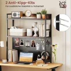 Schreibtischregal mit Stecktafel & Metallrahmen Tischregal Schreibtisch Aufsatzregal Bücherregal