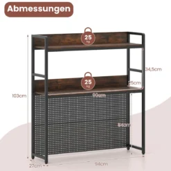 Schreibtischregal mit Stecktafel & Metallrahmen Tischregal Schreibtisch Aufsatzregal Bücherregal