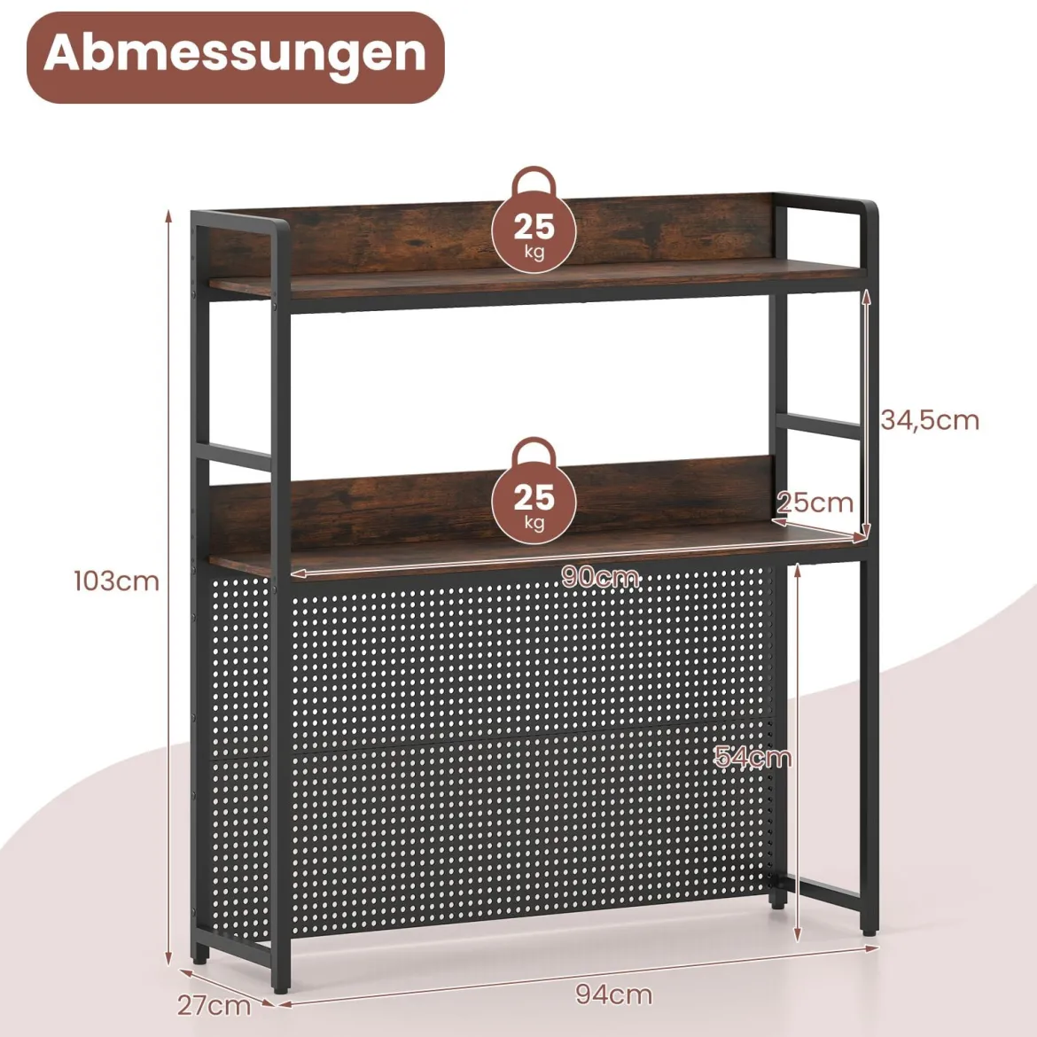 Schreibtischregal mit Stecktafel & Metallrahmen Tischregal Schreibtisch Aufsatzregal Bücherregal