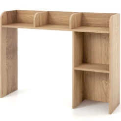 Schreibtischregal Tischregal mit 4 Ablagen und offenem Fach 94 x 25 x 74 cm Rustikales Braun/Natur/Weiß