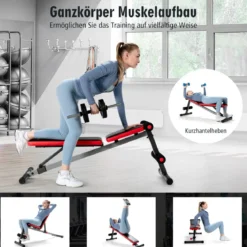 Schrägbank 9-stufig verstellbar multifunktional Hantelbank fürs Ganzkörpertraining & Krafttraining Schwarz und Rot