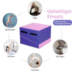 Schräge Gymnastikmatte faltbare keilförmige Gymnastik-Käsematte Sportmatte mit Griffen Rosa Lila