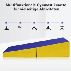 Schräge Gymnastikmatte mit Tragegriff faltbare Trainingsmatte mit reißfestem Bezug Gelb
