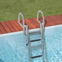 4-Schritt Pontonboot Leiter mit Gebogenen Handläufen & Rutschfesten Stufen 40,5 x 36 x 32,5 cm