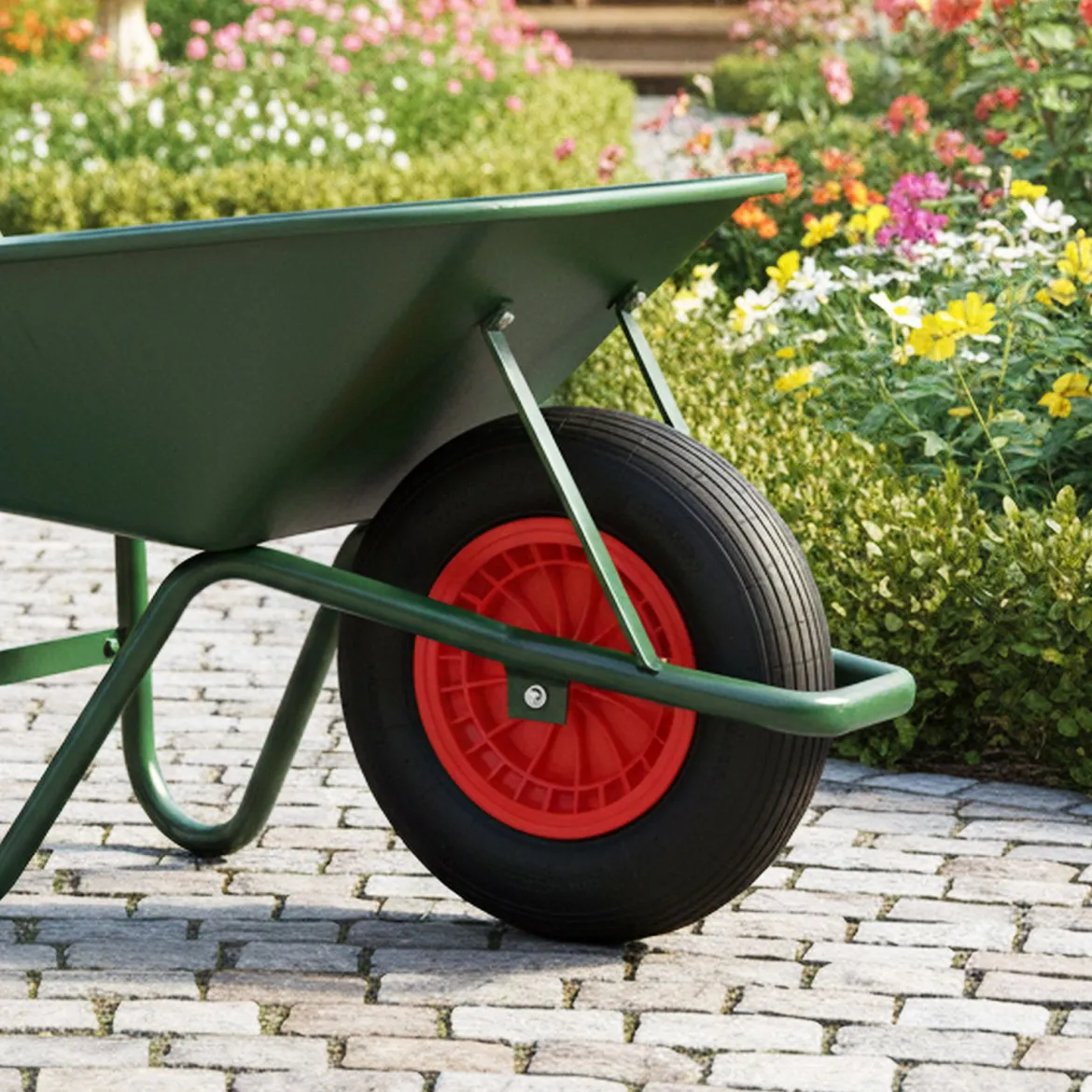 Schubkarrenrad 4.80/4.00-8 Ø 400 mm Vollgummi Sackkarrenrad bis 250 kg belastbar Schwarz