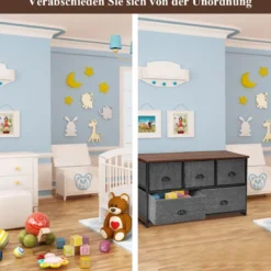 5 Schubladen Aufbewahrungs-Einheit Horizontale Würfelförmige Aufbewahrungskommode 100 x 30 x 53,5 cm