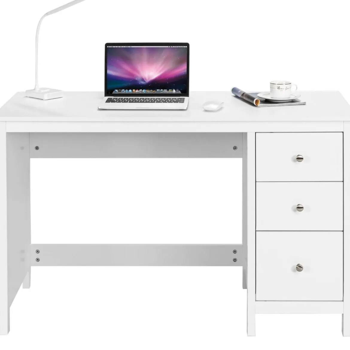 Schubladen-Computertisch Schreibtisch für Zuhause und Büro mit Schubladen 120 x 50 x 75 cm Weiß