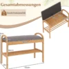Schuhbank aus Bambus mit Stauraum 2-stufiges Schuhregal mit gepolstertem Sitzkissen 70 x 31,5 x 51 cm Natur & Grau