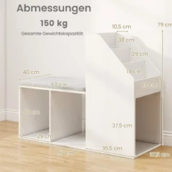 Schuhbank mit Abnehmbarem Sitzkissen & 3 Unteren Fächern & 3 Seitlichen Ablagefächern