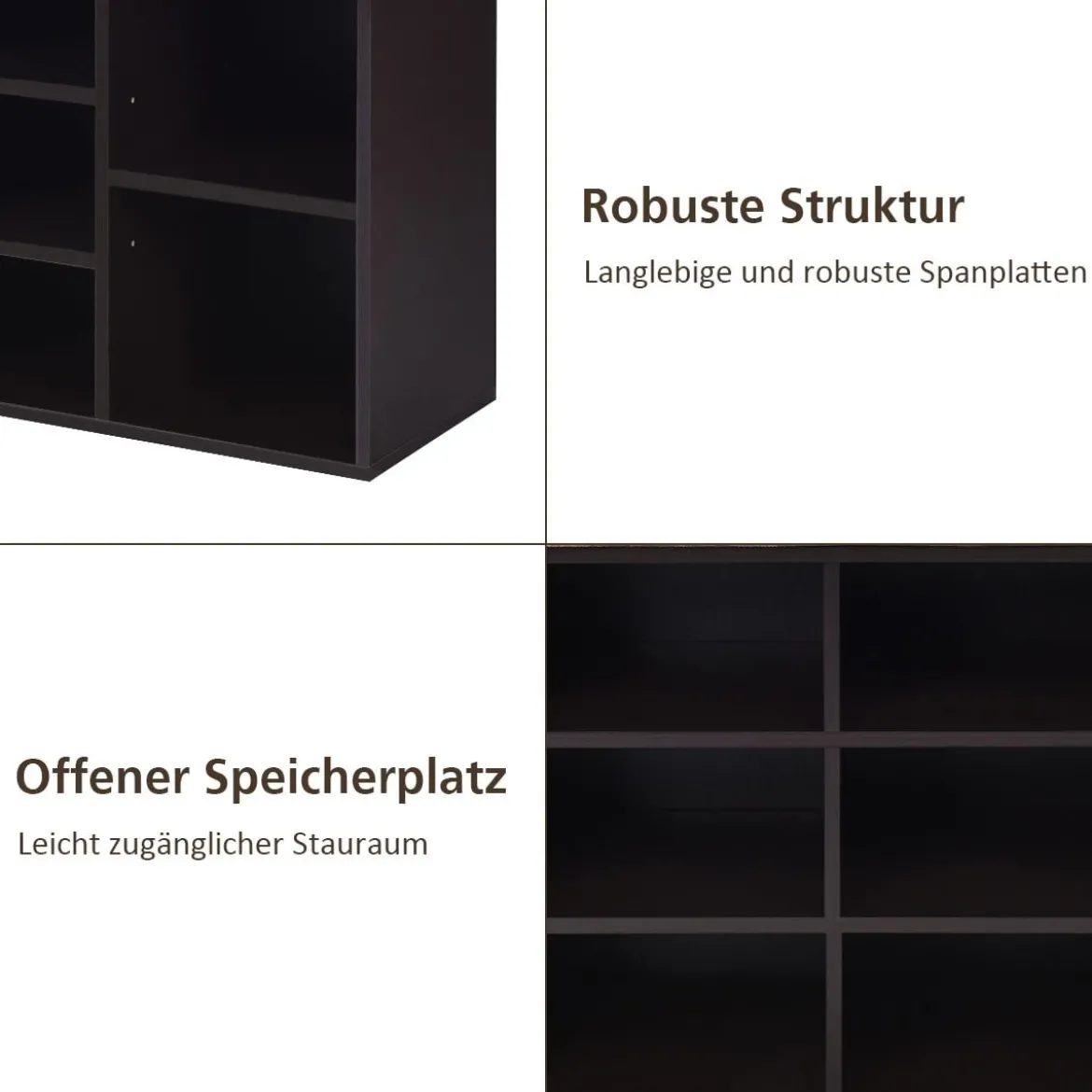 Schuhbank mit Sitzfläche Schuhregal Schuhkommode Schuhablage Schuhschrank Sitzbank mit Regal & Sitzkissen Holz Braun