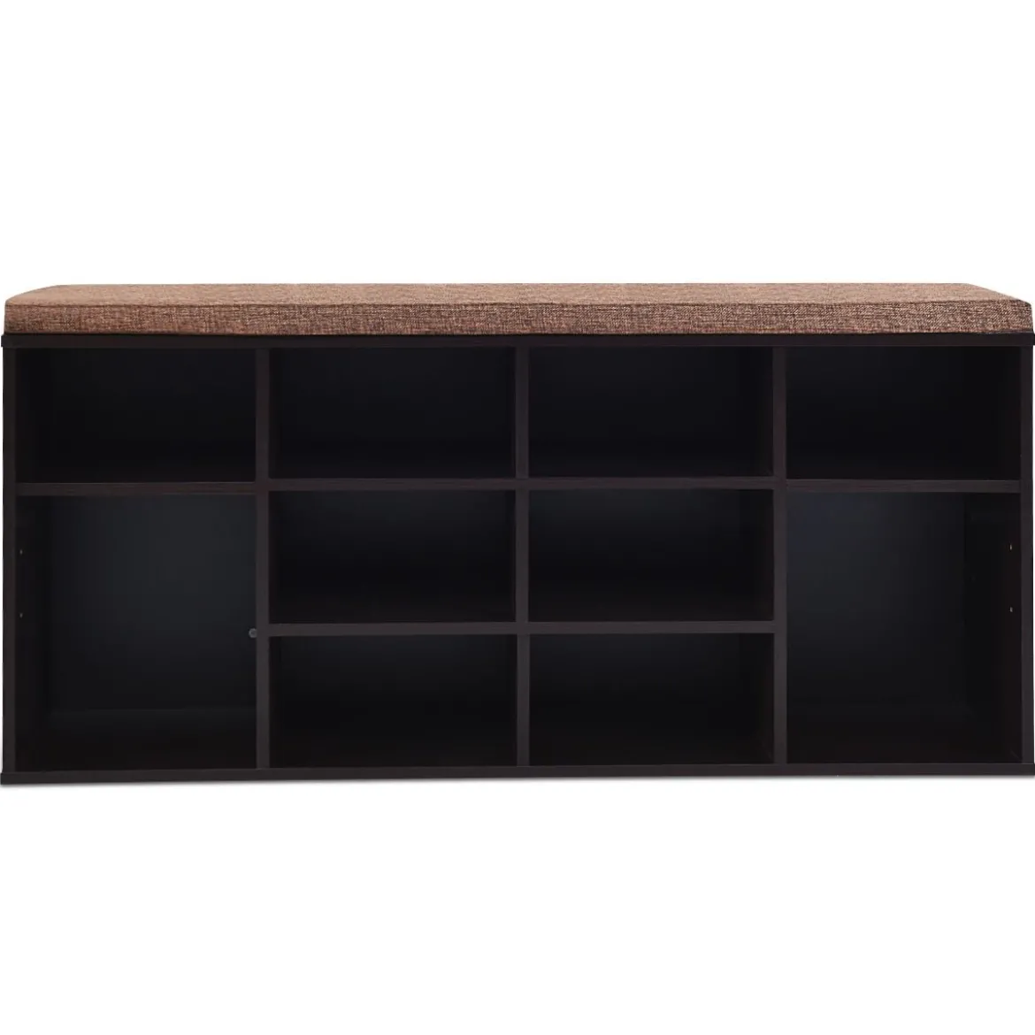 Schuhbank mit Sitzfläche Schuhregal Schuhkommode Schuhablage Schuhschrank Sitzbank mit Regal & Sitzkissen Holz Braun