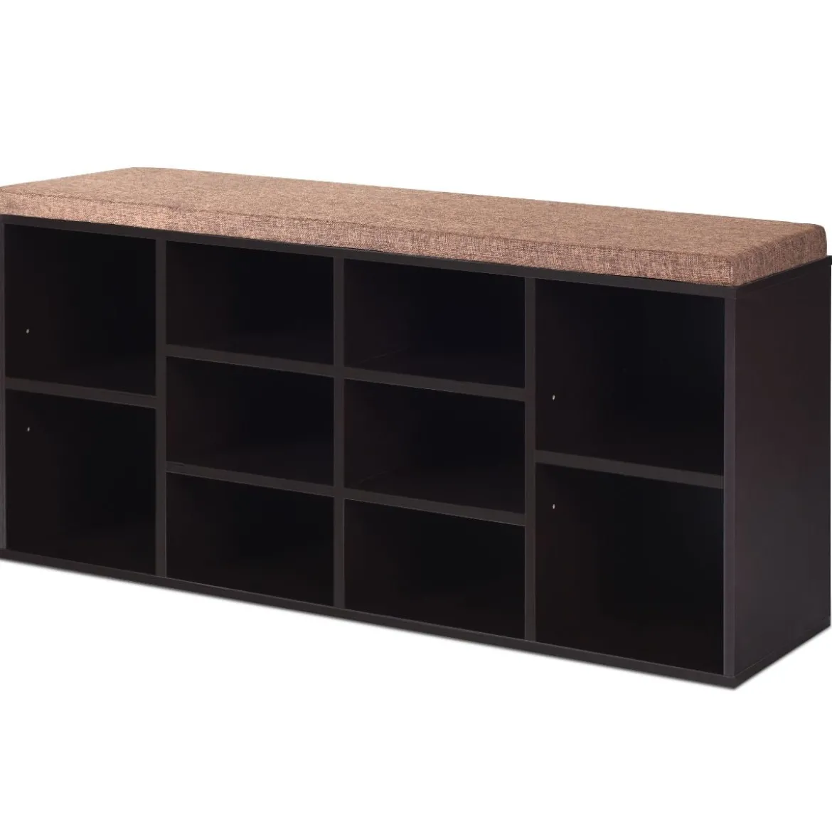 Schuhbank mit Sitzfläche Schuhregal Schuhkommode Schuhablage Schuhschrank Sitzbank mit Regal & Sitzkissen Holz Braun