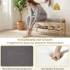 Schuhbank mit Sitzfläche Sitzbank mit 2 Ebenen Gepolstertem Kissen & Bambusrahmen Schuhschrank