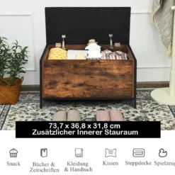 Schuhbank mit Stauraum & Gepolstertem Sitz Sitztruhe bis150 kg Belastbar Truhenbank Rustikalbraun