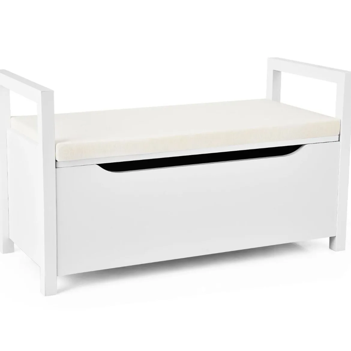 Schuhbank Schuhaufbewahrung Sitzbank mit gepolstertem Sitz Mehrzweck-Box 86 x 38 x 49 cm Weiß