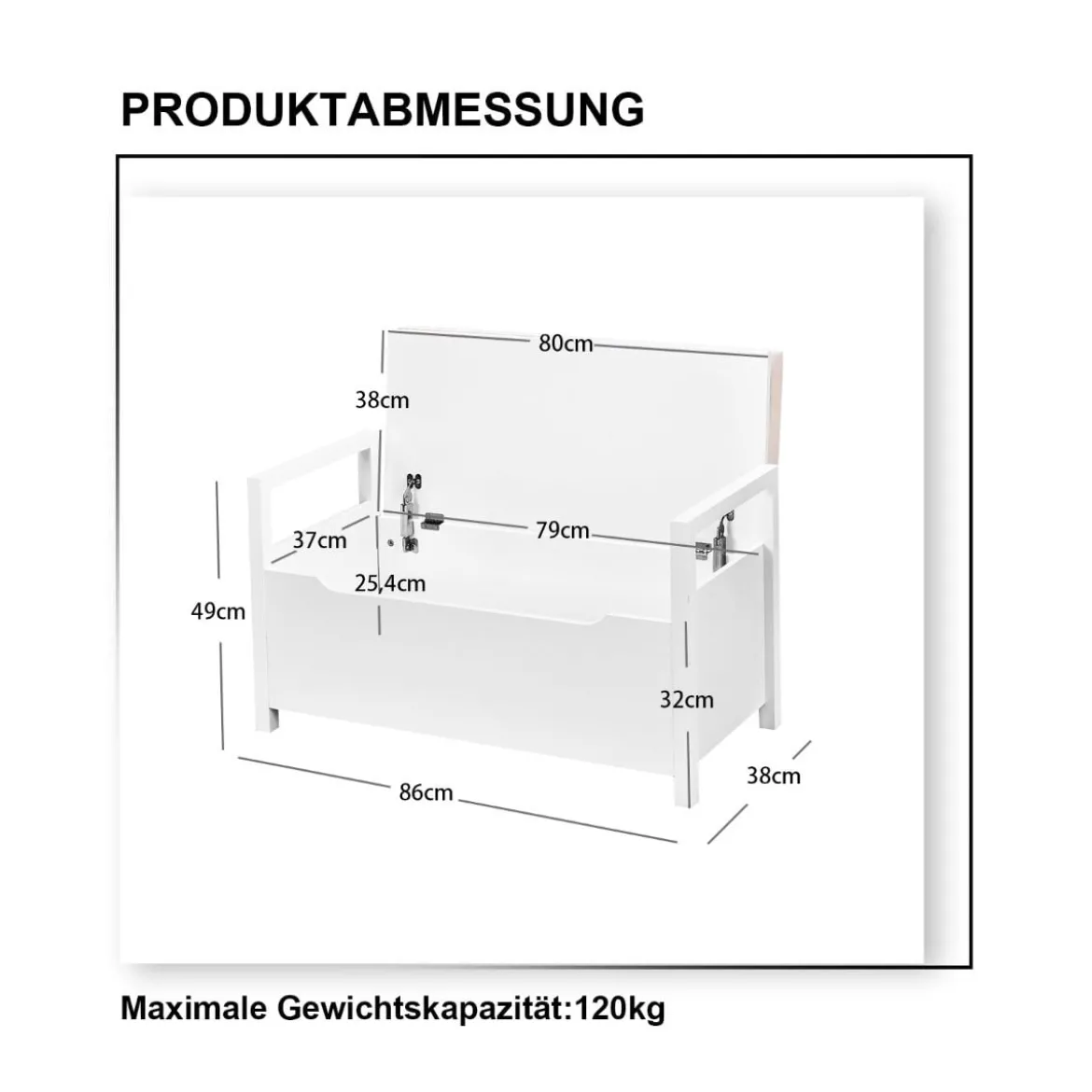 Schuhbank Schuhaufbewahrung Sitzbank mit gepolstertem Sitz Mehrzweck-Box 86 x 38 x 49 cm Weiß