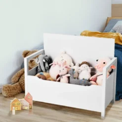 Schuhbank Schuhaufbewahrung Sitzbank mit gepolstertem Sitz Mehrzweck-Box 86 x 38 x 49 cm Weiß