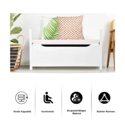 Schuhbank Schuhaufbewahrung Sitzbank mit gepolstertem Sitz Mehrzweck-Box 86 x 38 x 49 cm Weiß