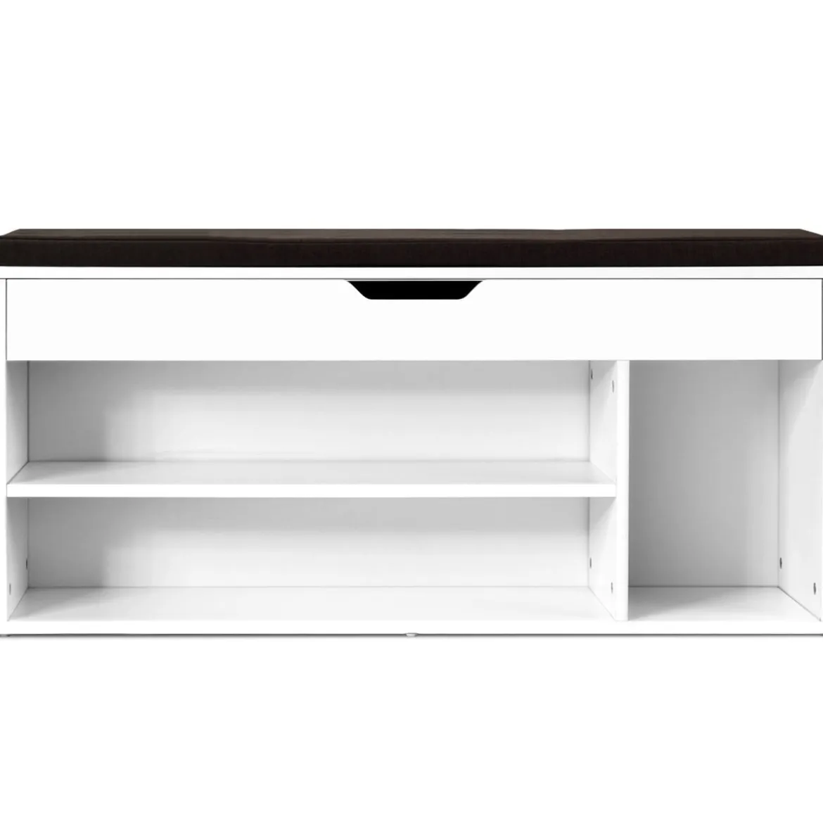 Schuhbank Schuhkommode Schuhablage mit Sitzkissen Holz 104 x 48 x 30 cm Weiß/Natur/Grau