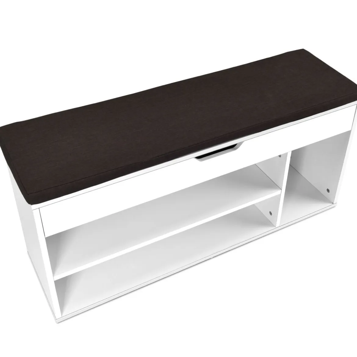 Schuhbank Schuhkommode Schuhablage mit Sitzkissen Holz 104 x 48 x 30 cm Weiß/Natur/Grau