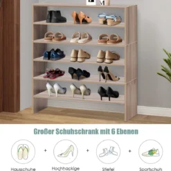 Schuhregal 78 cm Langer Horizontaler Schuhschrank 2-Stöckiges Lagerregal Natürlich