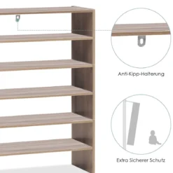 Schuhregal 78 cm Langer Horizontaler Schuhschrank 2-Stöckiges Lagerregal Natürlich