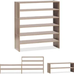 Schuhregal 78 cm Langer Horizontaler Schuhschrank 2-Stöckiges Lagerregal Natürlich