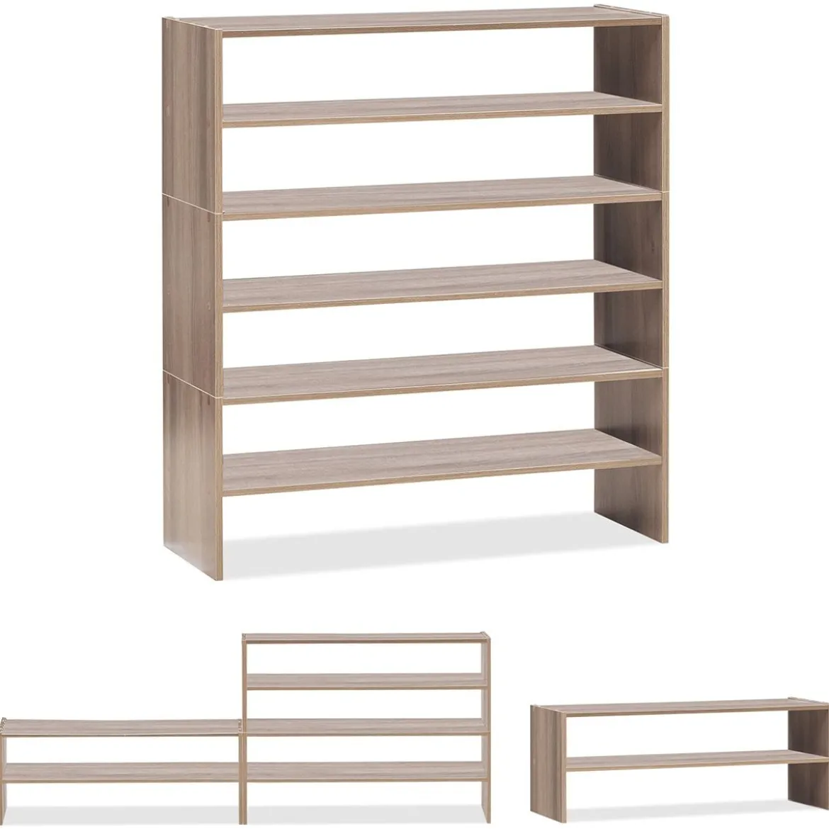 Schuhregal 78 cm Langer Horizontaler Schuhschrank 2-Stöckiges Lagerregal Natürlich