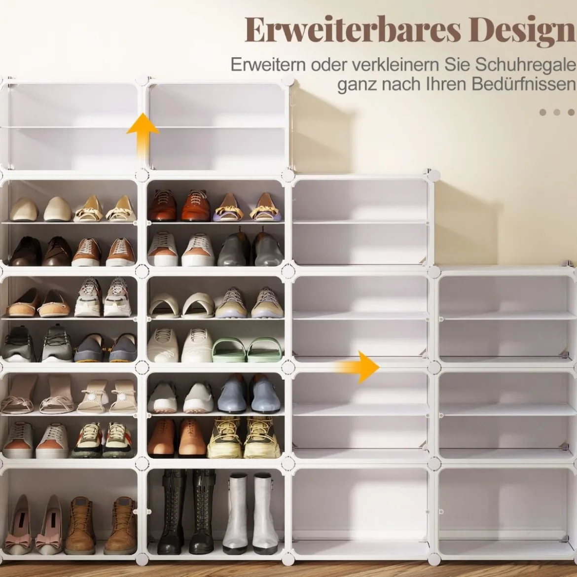 Schuhregal 8-stöckiger Schuhschrank mit herausnehmbaren Regalen stapelbare Schuhboxen für 32 Paar Schuhe