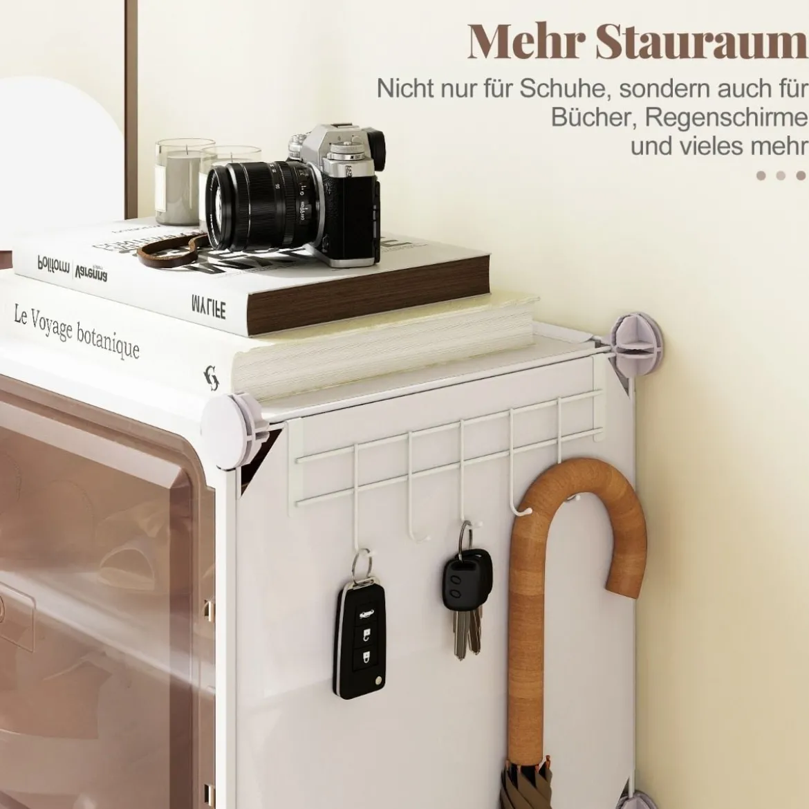 Schuhregal 8-stöckiger Schuhschrank mit herausnehmbaren Regalen stapelbare Schuhboxen für 32 Paar Schuhe