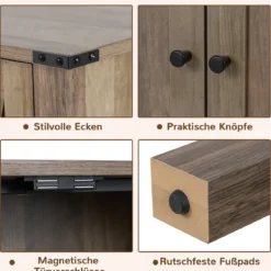 Schuhschrank mit Türen & 6-stufige Verstellbaren Regalen Schuhkommode im Landhausstil Grau