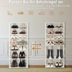 Schuhständer 7-Stöckiges Schuhregal im Retro-Stil 45 x 25 x 110,5 cm Weiß