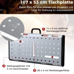 Schweißtisch mit 450 kg Tragkraft & Einstellbarer Höhe Tragbarer & Klappbarer Arbeitstisch