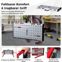 Schweißtisch mit 450 kg Tragkraft & Einstellbarer Höhe Tragbarer & Klappbarer Arbeitstisch